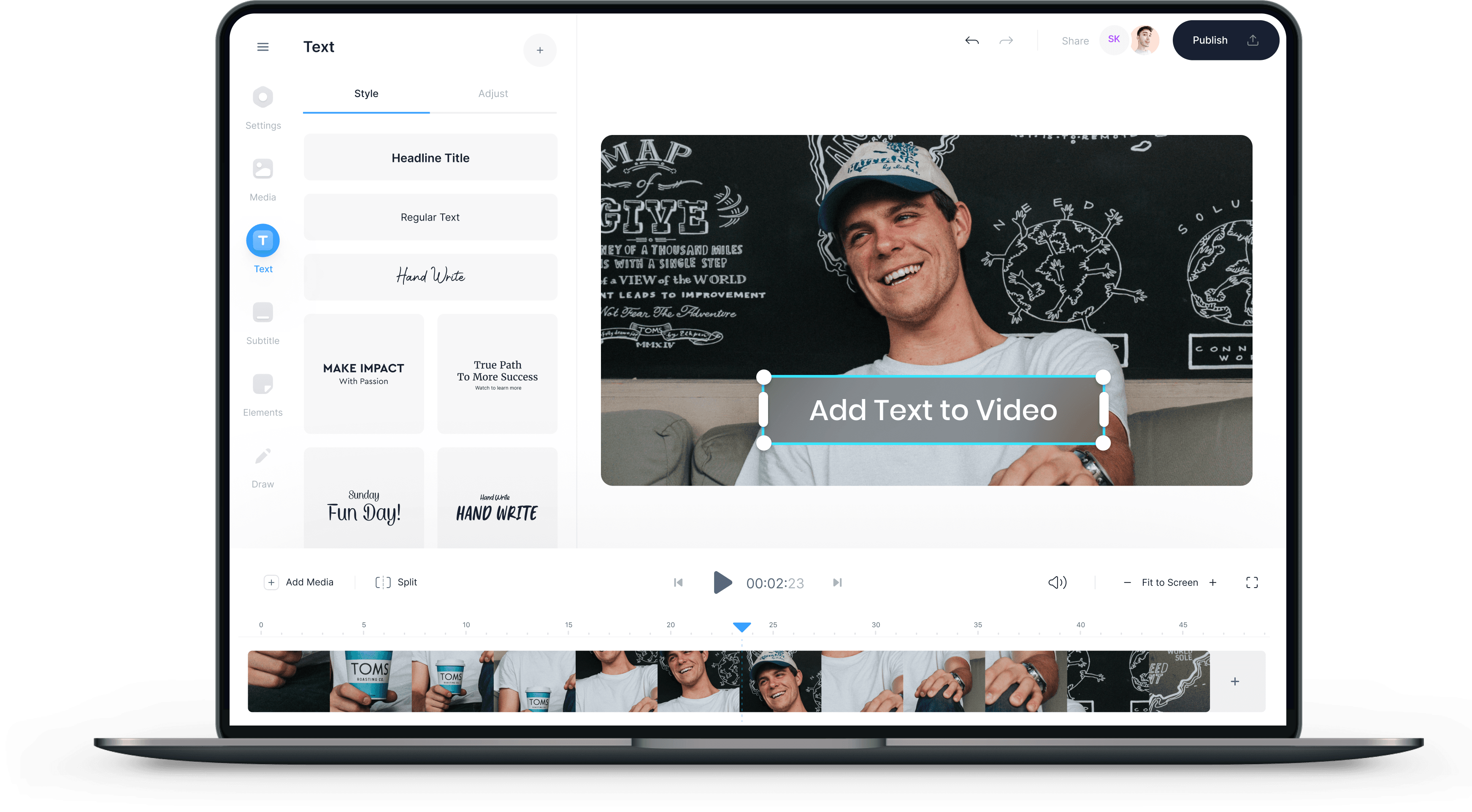 Add text to video