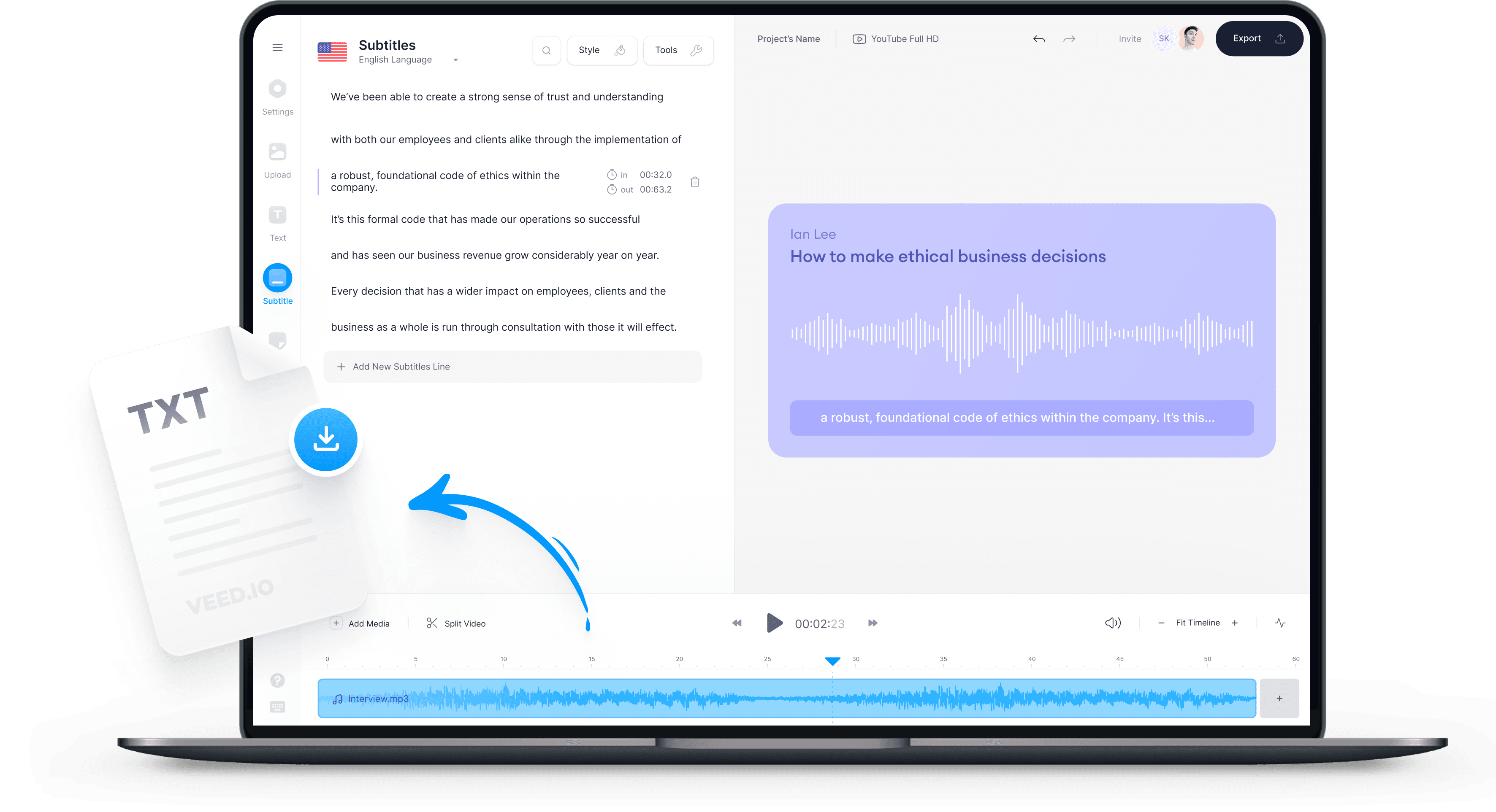 Konversi Audio Ke Teks - Transkripsi Otomatis - VEED.IO