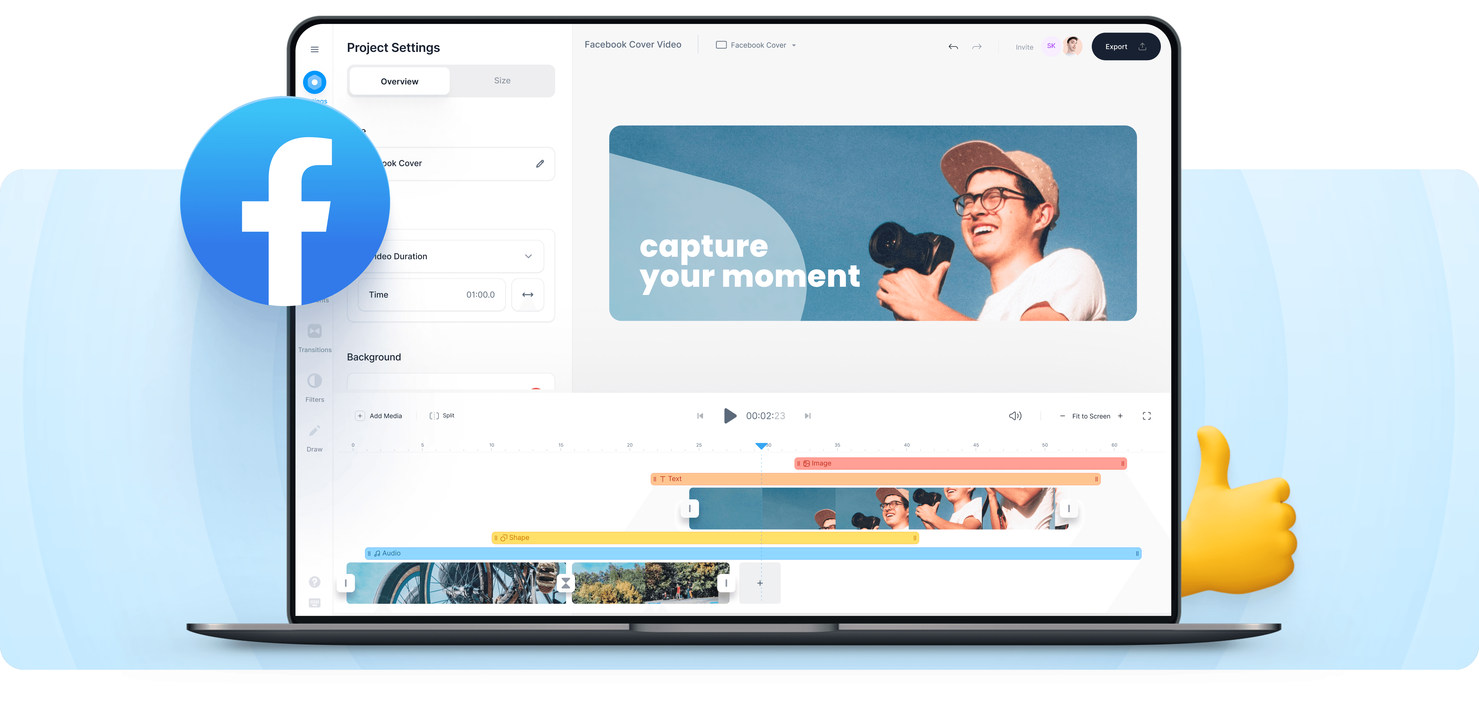 Créateur de vidéo Facebook - Créer des vidéos de couverture pour les