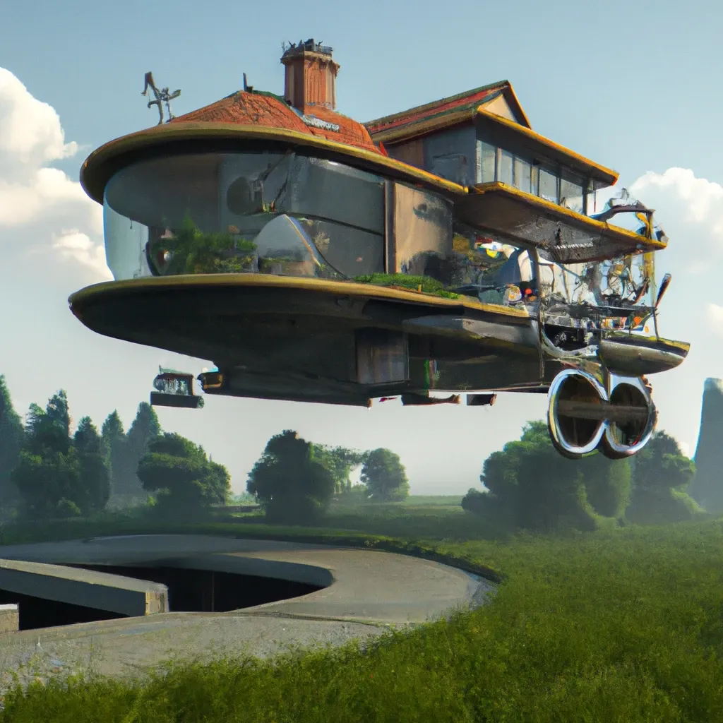 AI генерирана летяща къща