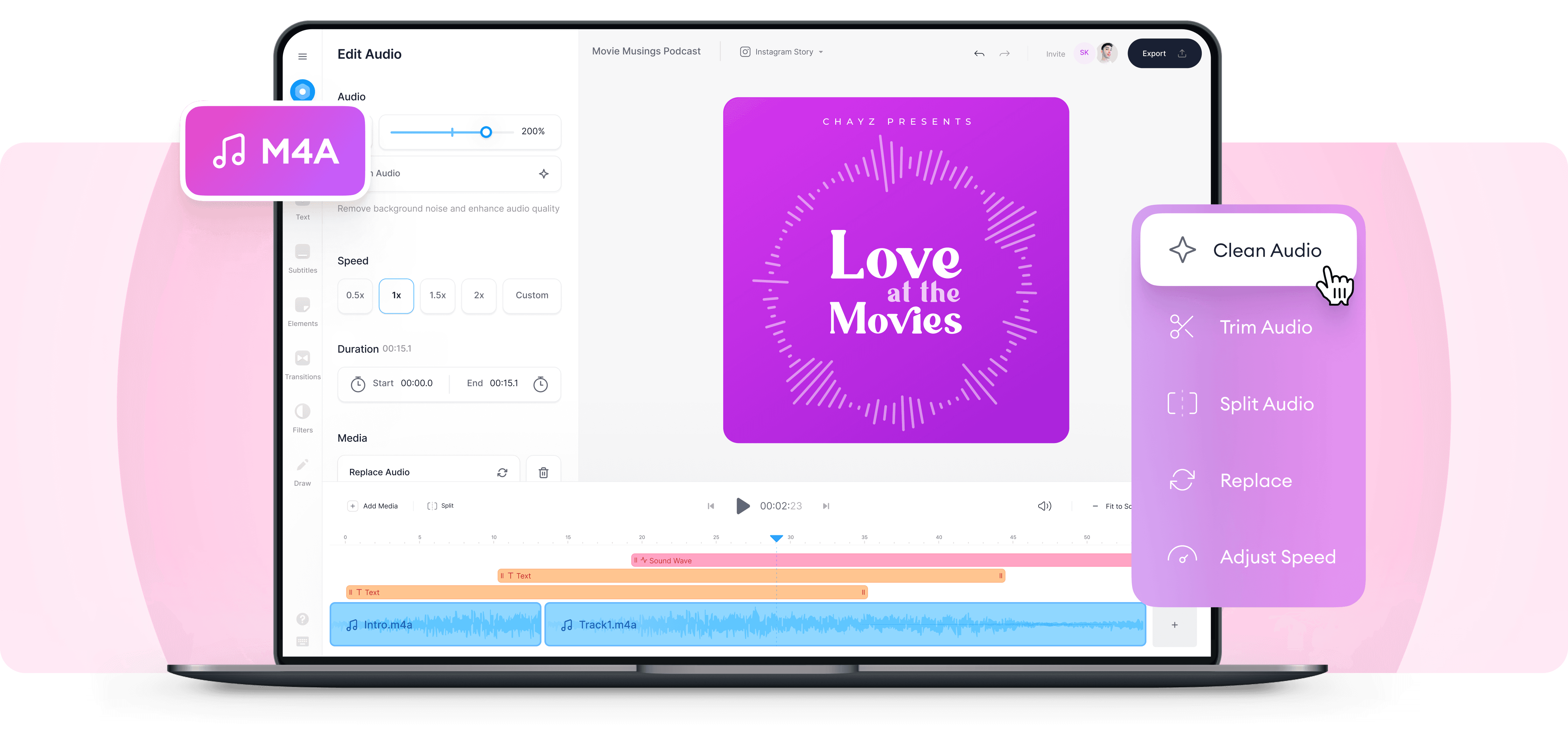 M4A Audio Editor Edit M4A tracks online Free, VEED.IO