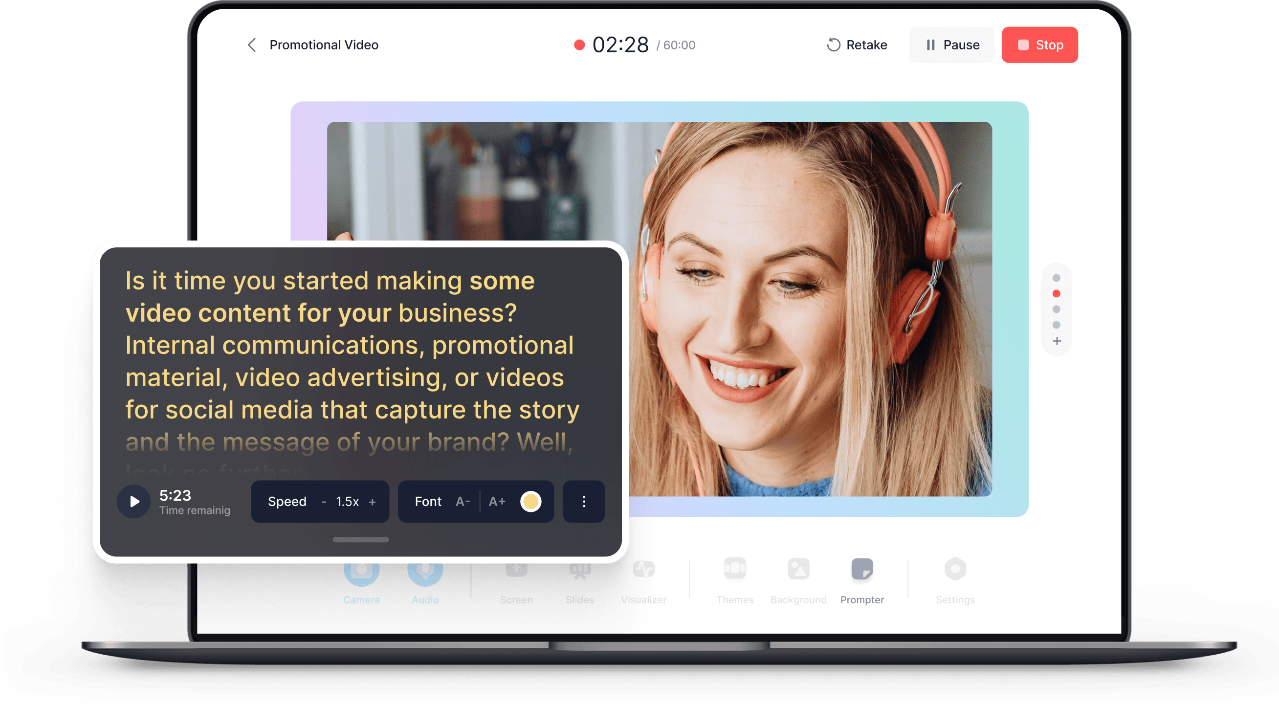 Téléprompteur gratuit Enregistrement audio et vidéo en ligne VEED.IO
