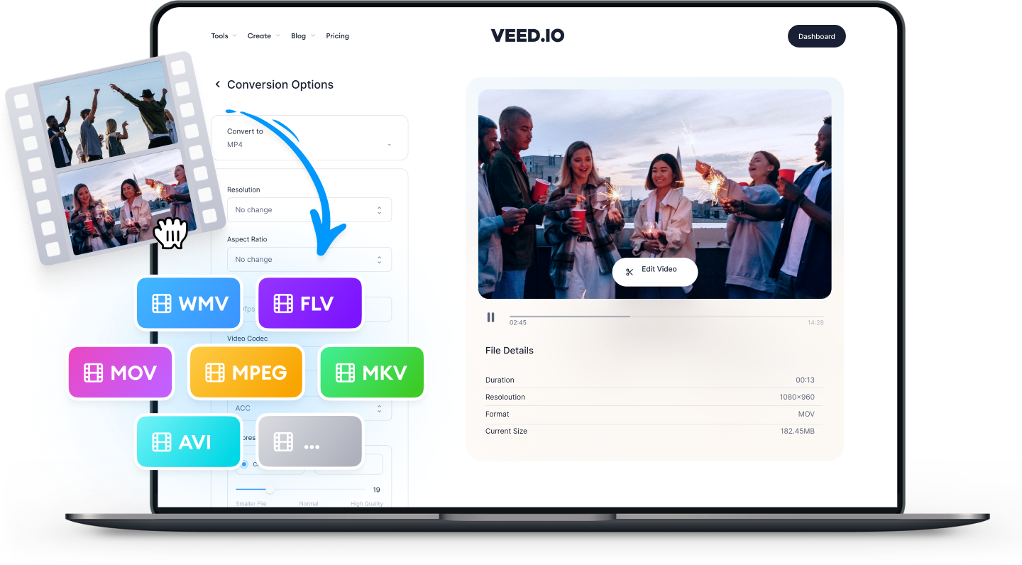 Online vob converter convert vob to mp4 and other formats veed io