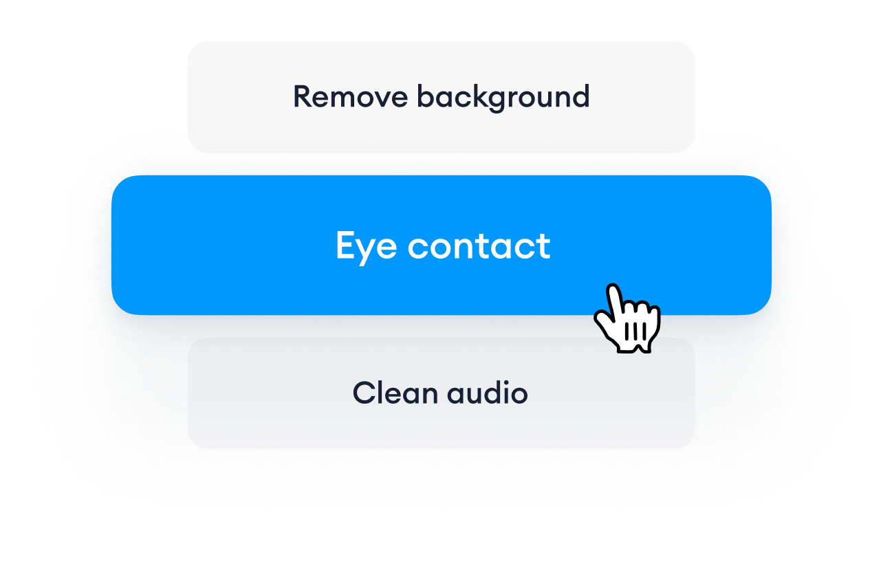 Панель AI-инструментов VEED.IO с Eye contact, Remove background и Clean audio