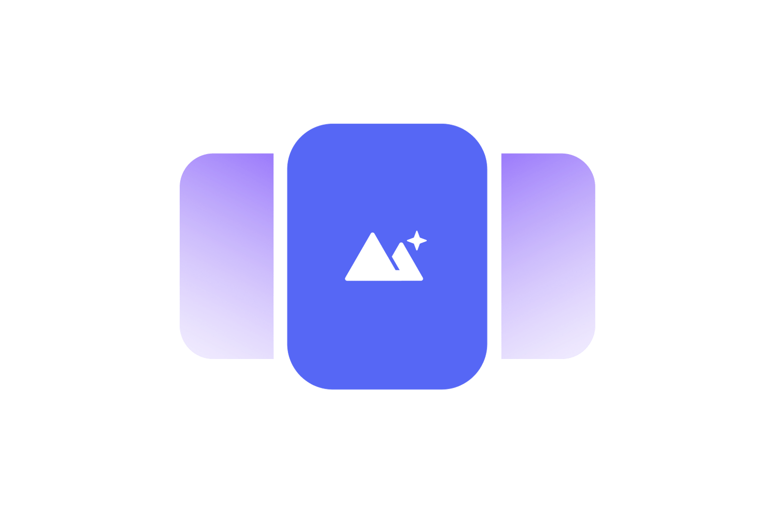 VEED's template browser with selectable design cards, featuring a mountain icon on the highlighted blue template option.