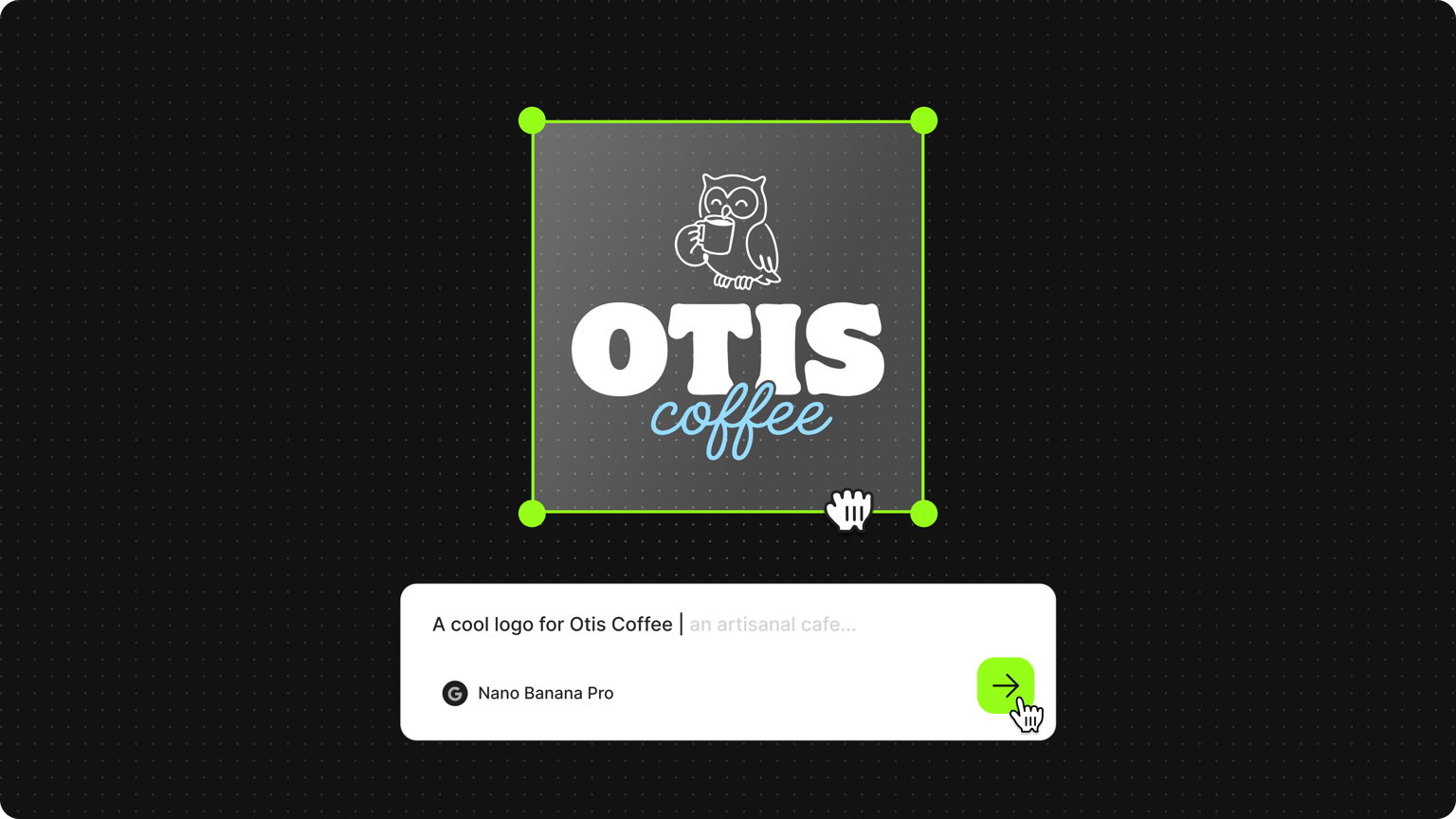 Cafe Logo with a prompt box to generate a logo with Nano Banana Pro