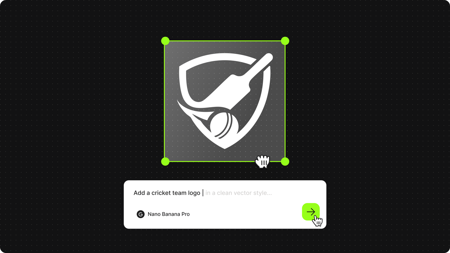 Cricket logo with a prompt box to generate a logo with Nano Banana Pro