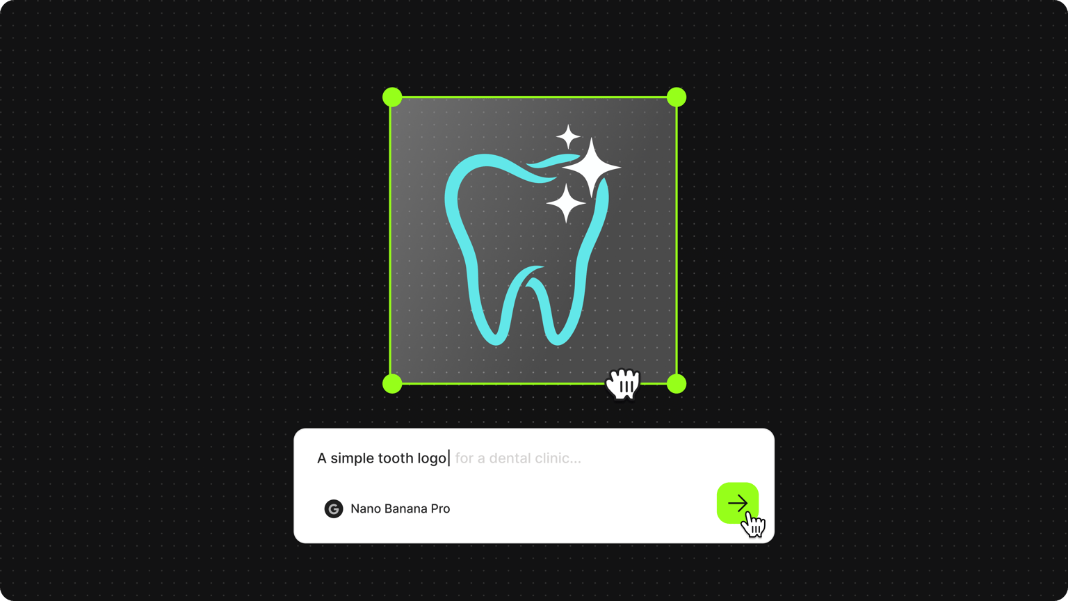 Dentist logo with a prompt box to generate a logo with Nano Banana Pro