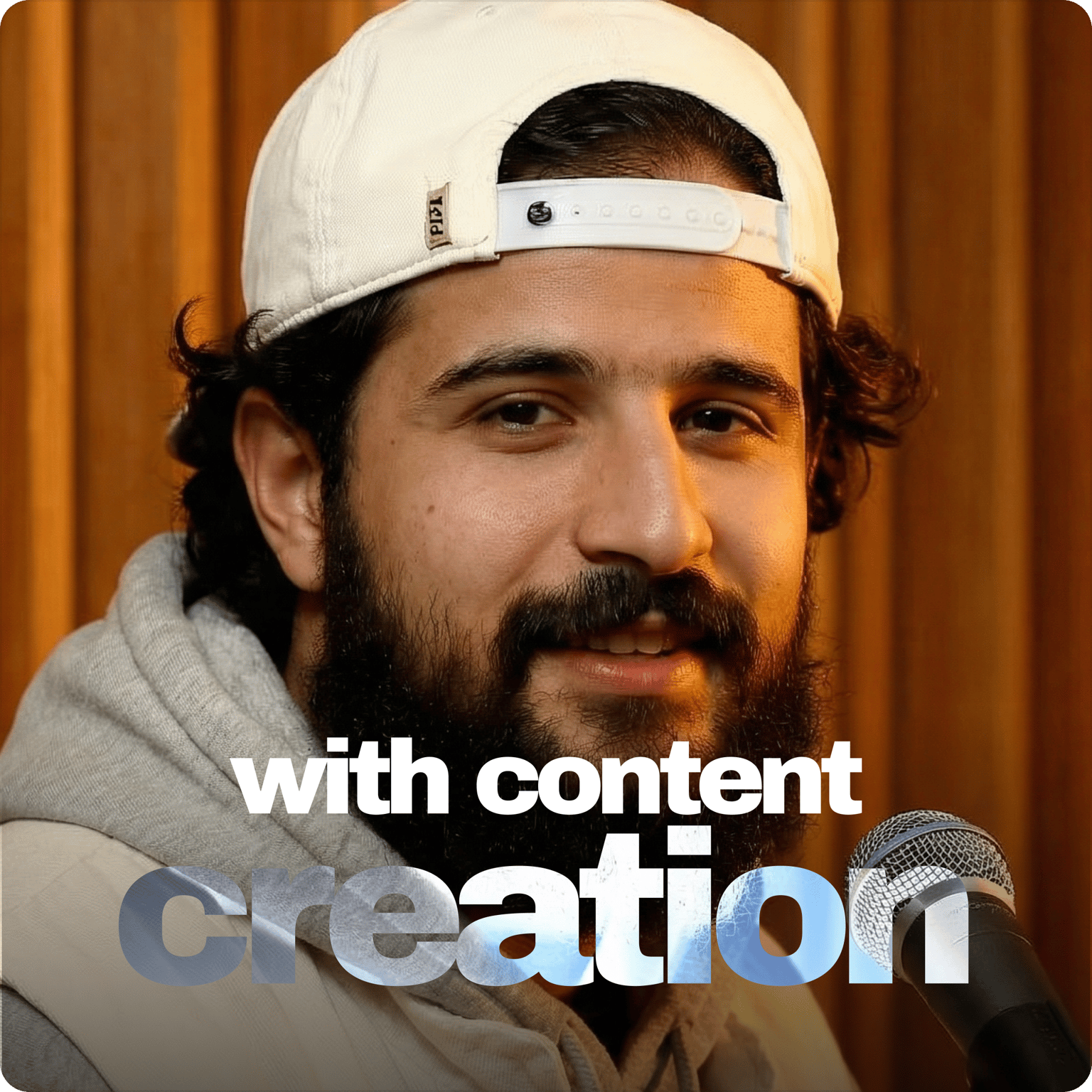 Hindi subtitles video preview showing content creation text overlays on a bearded man with a microphone
