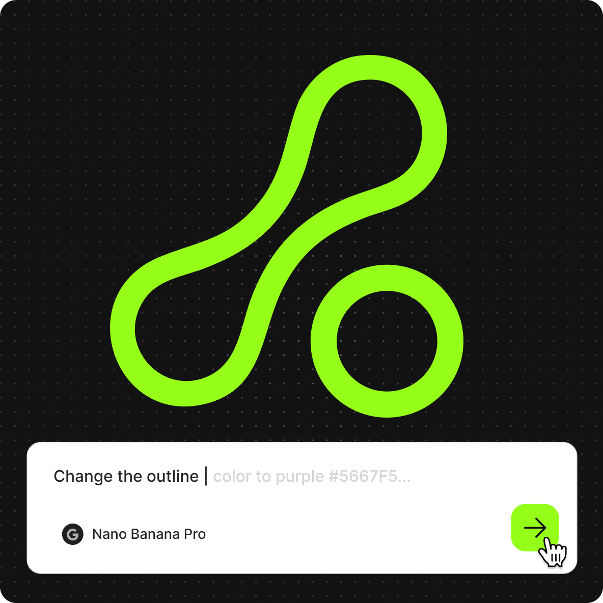 Text box prompt to change the outline color of a green abstract logo icon built inside VEED's Image Generator with Nano Banana Pro.