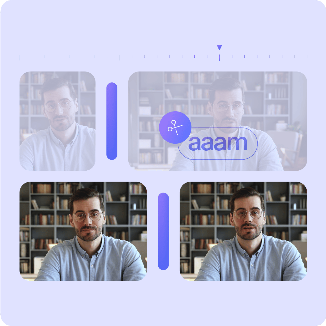 VEED's Magic Cut tool automatically trimming pauses and silence from interview video clips.