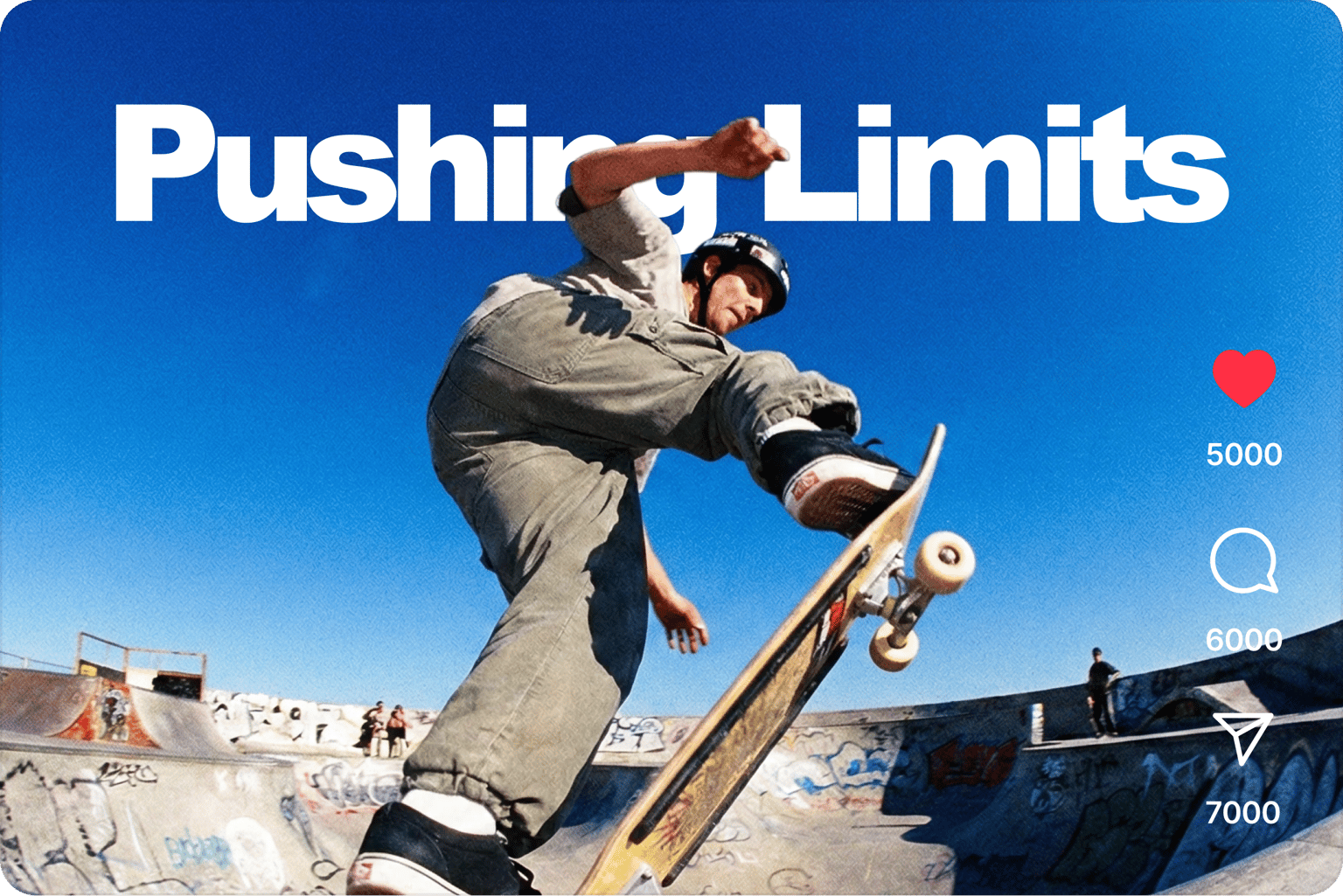 Skateboarder performing a trick at a skatepark in a social media video style template for Make GIFs online to boost your brand on socials.jpg
