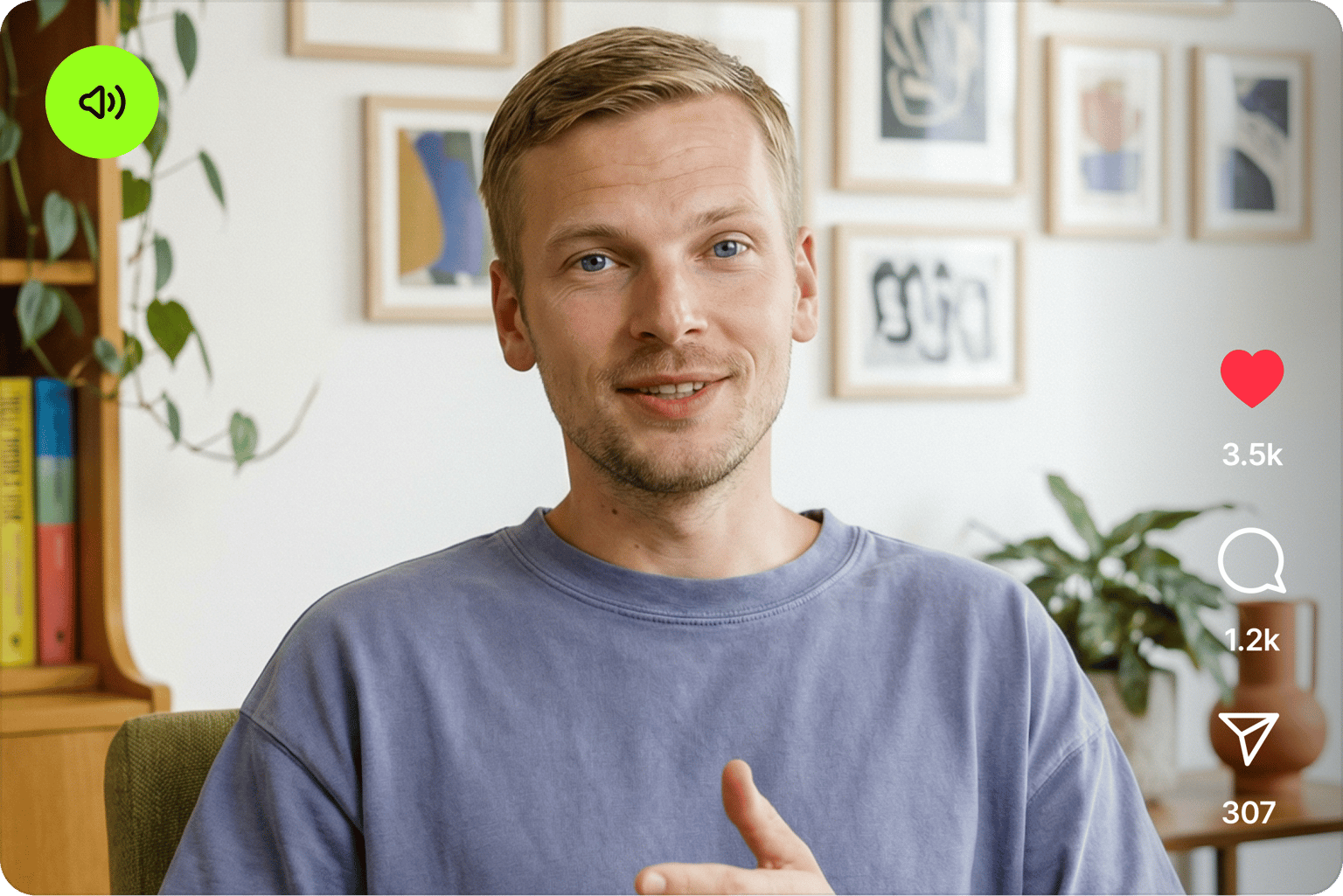 Man speaking in a social media video template to make your video louder to increase views on social media