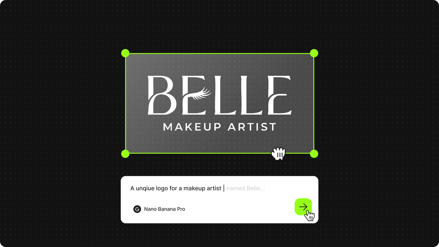 Makeup Artist Logo with a prompt box to animate a logo with Nano Banana Pro