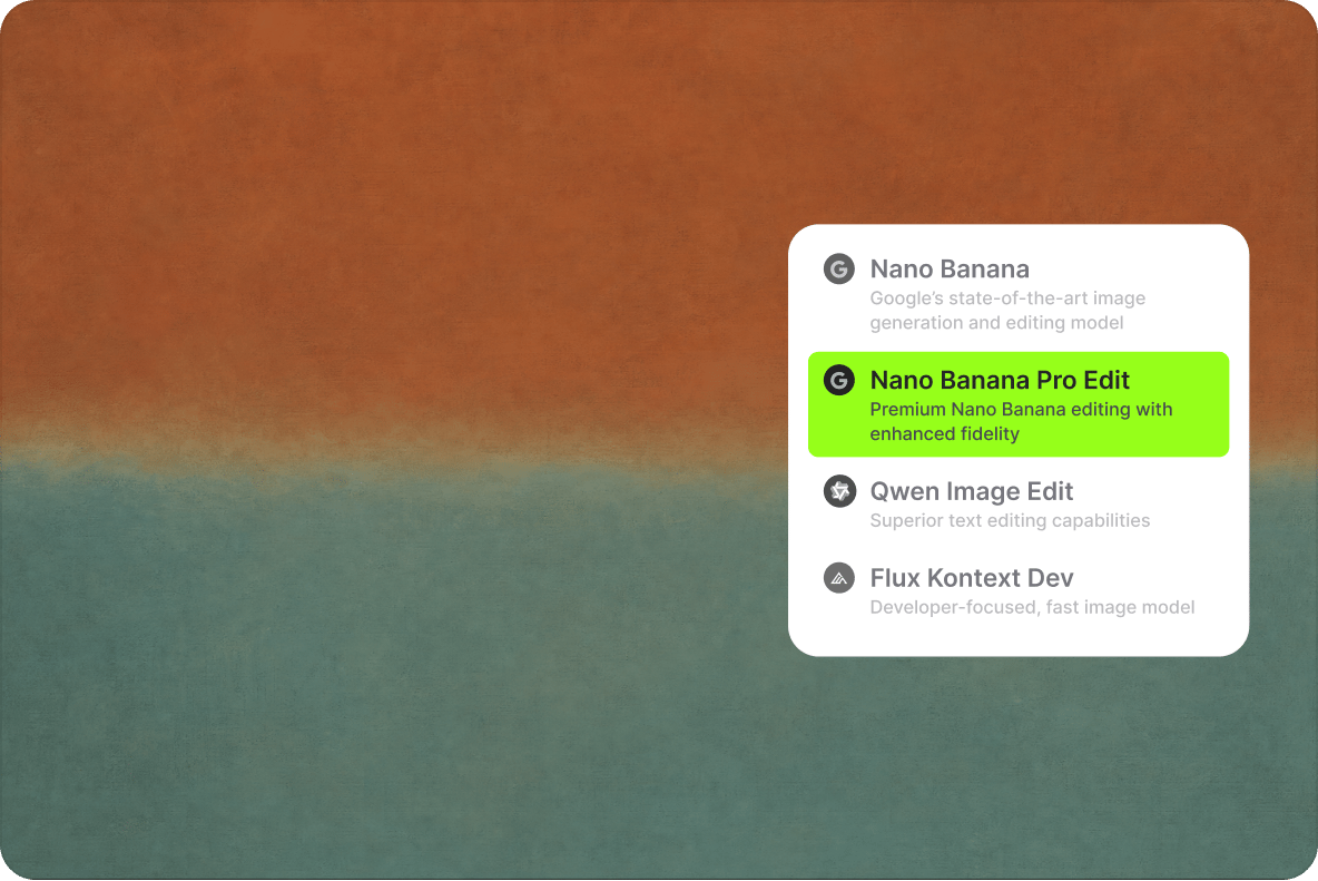 Dropdown menu selecting an AI model to edit and generate wallpaper template art